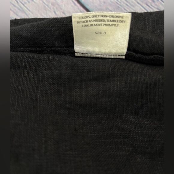 Eileen Fisher Black 100% Irish Linen Classic Casual Minimalist Crop Pants XL - Picture 9 of 10